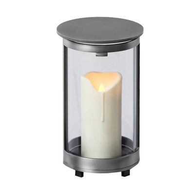 Runde Grablampe aus Aluminium mit Füssen Grablicht Grablaterne Grableuchte