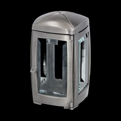 Klassische Grablampe aus Aluminium grau Grablaterne Grableuchte Grabschmuck