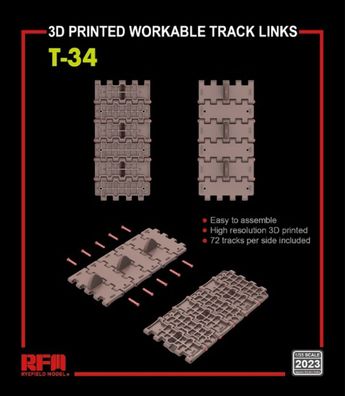 Rye Field Model 1:35 2023 Workable track links for T-34 (3D printed ) - NEU