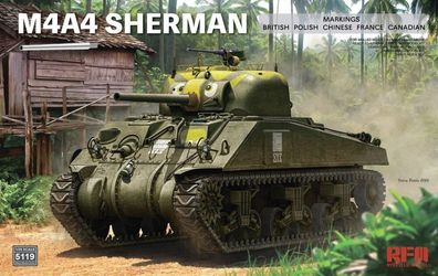 Rye Field Model 1:35 RFM5119 M4A4 Sherman with Workable Tracks & Metal Barrel - NEU