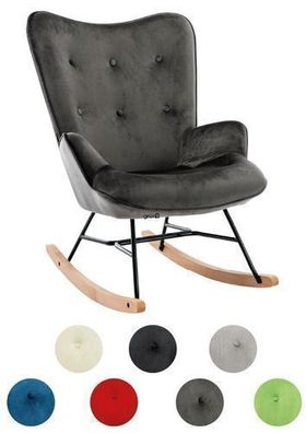 Schaukelstuhl Samt/Holz-Relaxsessel Sessel skandi-versch. Farben