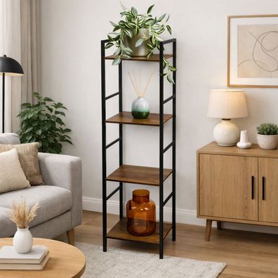 Standregal Wandregal Regal Leiterregal Eisen MDF 4 Ebnen B29,5xH106,5cm