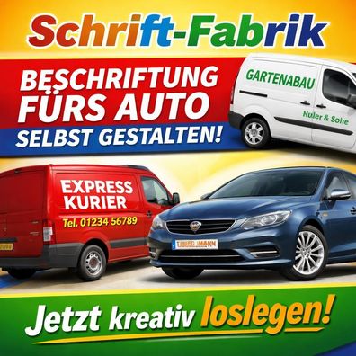 Individueller Schriftzug Autoaufkleber Beschriftung fürs Auto selbst gestalten