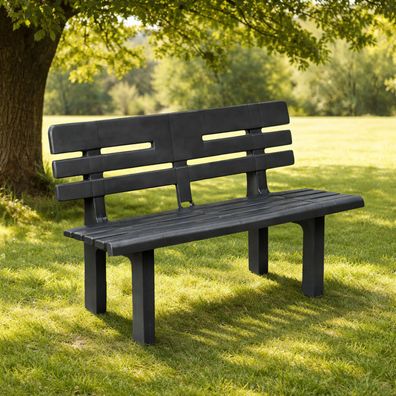 Stabile exclusive Parkbank Kunststoff Gartenbank Sitzbank 110x52x71cm Anthrazit