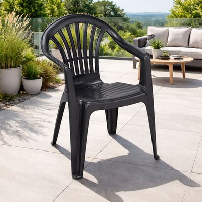 Gartenstuhl Stapelstuhl ALTEA Bistrostuhl Stapelsessel Kunststoff Anthrazit
