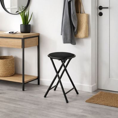 Küchen Klapphocker Hocker Sitzhocker Küchenhocker Samt Polster Schwarz Ø30cm