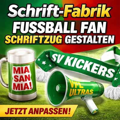 Fußball Fan Schriftzug Slogan Fanclub Wunschtext Aufkleber erstellen