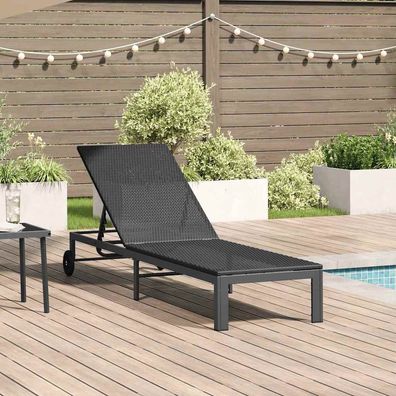 vidaXL Sonnenliege 1-Person Schwarz 206 x 62,5 x 74 cm Poly-Rattan