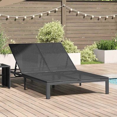vidaXL Sonnenliege 1-Person Schwarz 206 x 62,5 x 74 cm Poly-Rattan