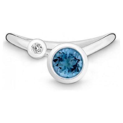 QUINN - Ring - Silber - Diamant - Blautopas - Wess. (H) - Weite 56 - 213936582