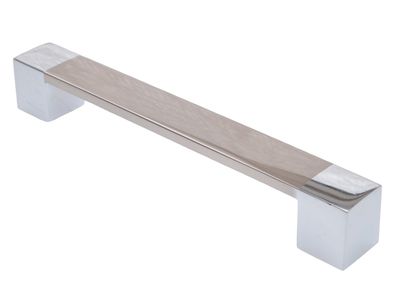Möbelgriff BA 160mm Küchengriff zweifarbig Metall Edelstahloptik & Chrom modern