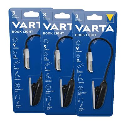 3x VARTA Book Light Leselampe Klemmlampe Tischleuchte inkl. Batterien 2x CR2032