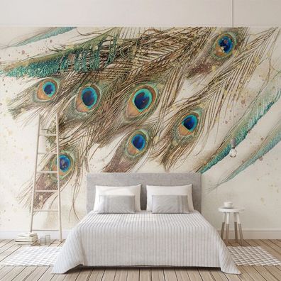 Abstrakte Pfauenfeder Wand - Hochwertig & Zeitlos - Modernes Wohndesign 6498