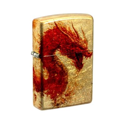 Zippo Benzin-Feuerzeug Tumbled Brass color 540° Samurai/Dragon, unbefüllt 60007647