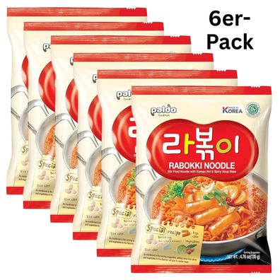 6er-Pack Paldo Instantnudeln Rabokki Hot & Spicy 135g