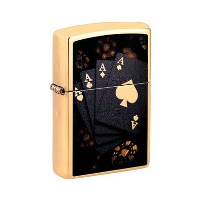 Zippo Benzin-Feuerzeug messing poliert color Poker, unbefüllt 60007738