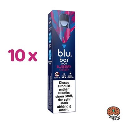 blu bar Blueberry CHERRY 10 E-Shishas 18mg Nik. Einweg-E-Zigarette max. 1000 Züge