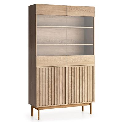 AX LIVING Vitrine Eiche Santarco W2D - 106 cm breit, Eiche Cremona