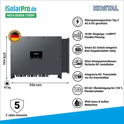 100 kW Kostal Piko CI 100 Gewerbe-Wechselrichter für Gewerbeprojekte