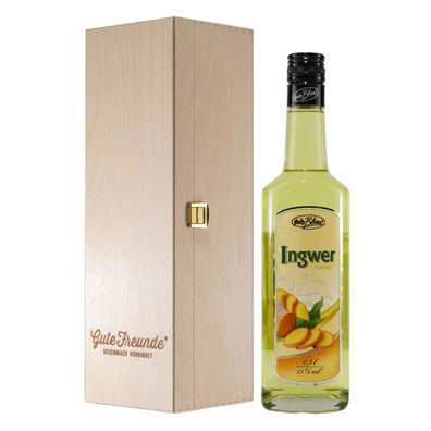 Blume Ingwer Likör mit Geschenk-Holzkiste