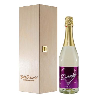 Massard Sekt DANKE -trocken- mit Geschenk-Holzkiste