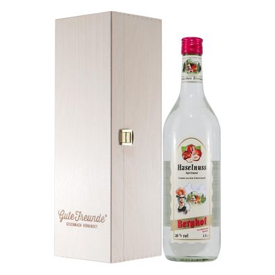 Berghof Haselnuss Spirituose mit Geschenk-Holzkiste