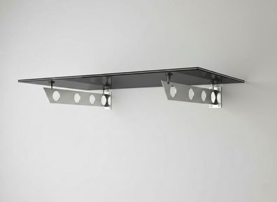 Glaszentrum Hagen 120x90 cm Glasvordach Grau V2A-S