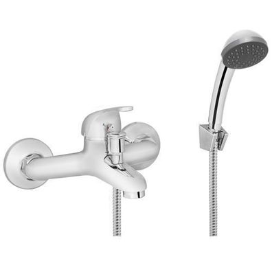 Set Badewannenarmatur Wasserhahn MITRIS Wannenarmatur für Badezimmer in Silber
