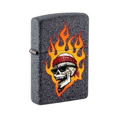 Zippo Benzin-Feuerzeug Iron Stone color Rick Rietveld Flame Skull, unbefüllt 60007746