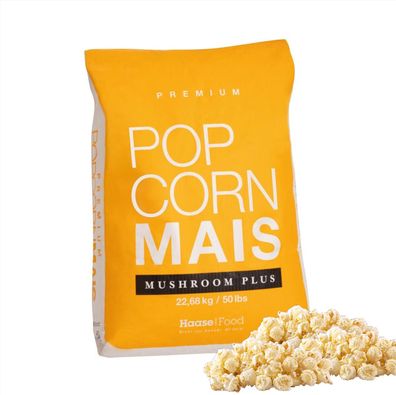Haase Food Mushroom Plus Popcornmais 22,68kg – Gleichmäßige Kugelflocke