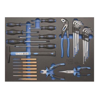 BGS-4038 3/3 Werkstattwageneinlage: Hammer-, Zangen-, Schraubendreher-Satz, 36-tlg