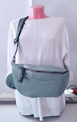 Bauchtasche Gürteltasche mit extra Tasche Cross Body Bag Kunstleder Gurt Jeansblau