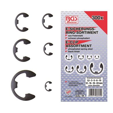 BGS-8039 E-Sicherungsring-Sortiment 1,5-22 mm 300-tlg