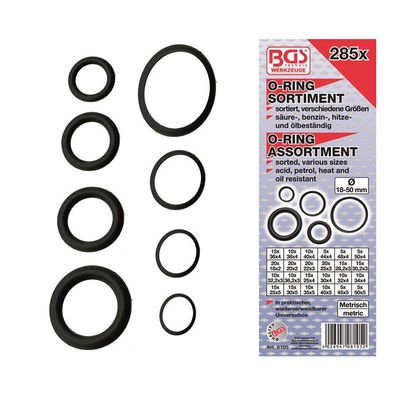 BGS-8105 O-Ring-Sortiment XXL, Ø 18-50 mm, 285-tlg