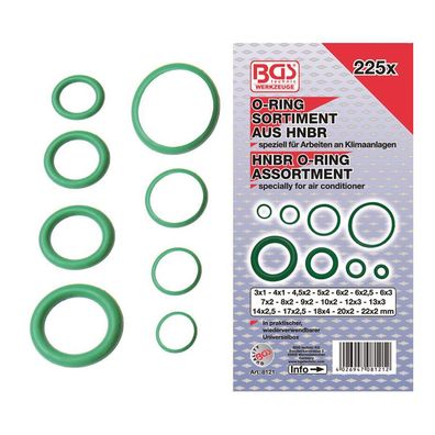 BGS-8121 HNBR O-Ring-Sortiment 3-22 mm Ø 225-tlg