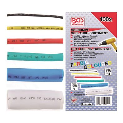 BGS-8123 Schrumpf-Schlauch-Sortiment, farbig, 100-tlg