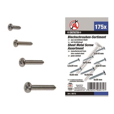 BGS-8072 Blechschrauben-Sortiment 175-tlg
