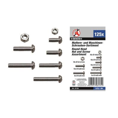 BGS-8134 Muttern-und Schrauben-Sortiment M4 + M5 metrisch 125-tlg