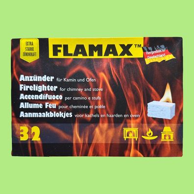32 x Kaminanzünder FLAMAX Anzünder Kohlenanzünder Grill Anzündwürfel Ofen Kamin