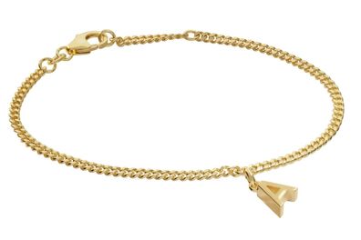 trendor Schmuck Mädchen-Armband mit Buchstabe A 925 Silber Vergoldet 21602-A