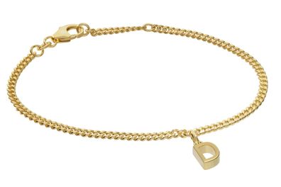 trendor Schmuck Mädchen-Armband mit Buchstabe D 925 Silber Vergoldet 21602-D