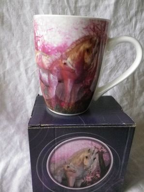 Tasse Becher Kaffeebecher Teetasse Einhorn Unicorn pink malvefarben