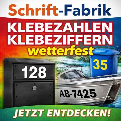 Klebezahlen Klebeziffern selbstklebende Zahlen Ziffern Aufkleber wetterfest