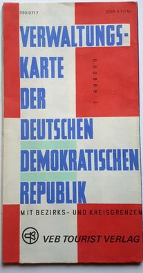 Verwaltungskarte der DDR (mit Bezirks- und Kreisgrenzen) Maßstab 1:600 000