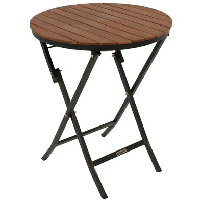 Bistro-Klapptisch 61cm rund, Stahl schwarz + Akazie