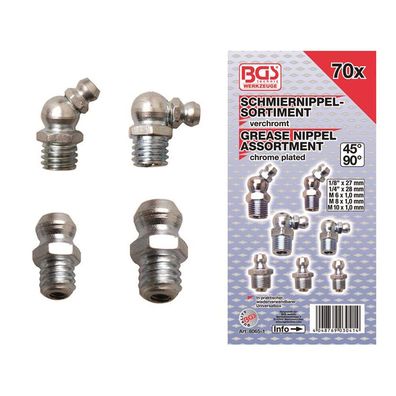 BGS-8065-1 Schmiernippel-Sortiment 70-tlg. Metrisch / Zoll