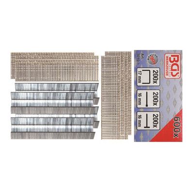 BGS-3010-1 Klammer-, Bolzen, Nagel-Sortiment, 600-tlg