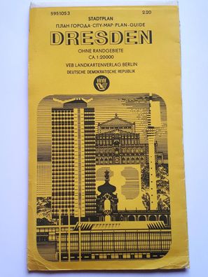 DDR Stadtplan Dresden (ohne Randgebiete) Maßstab 1:20 000