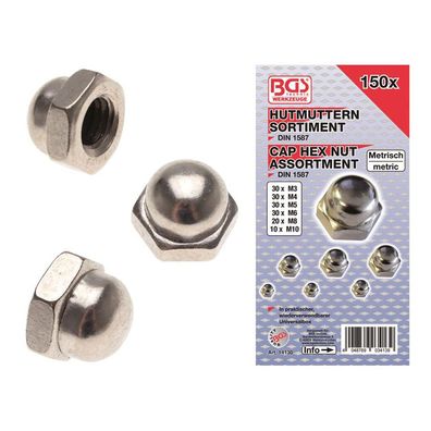 BGS-14130 Hutmuttern-Sortiment 150-tlg