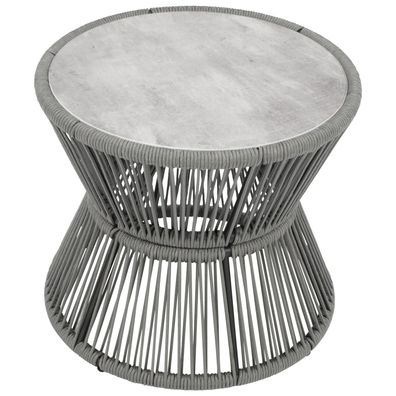 Beistelltisch 56cm rund, Stahl + Rope mit Glasplatte